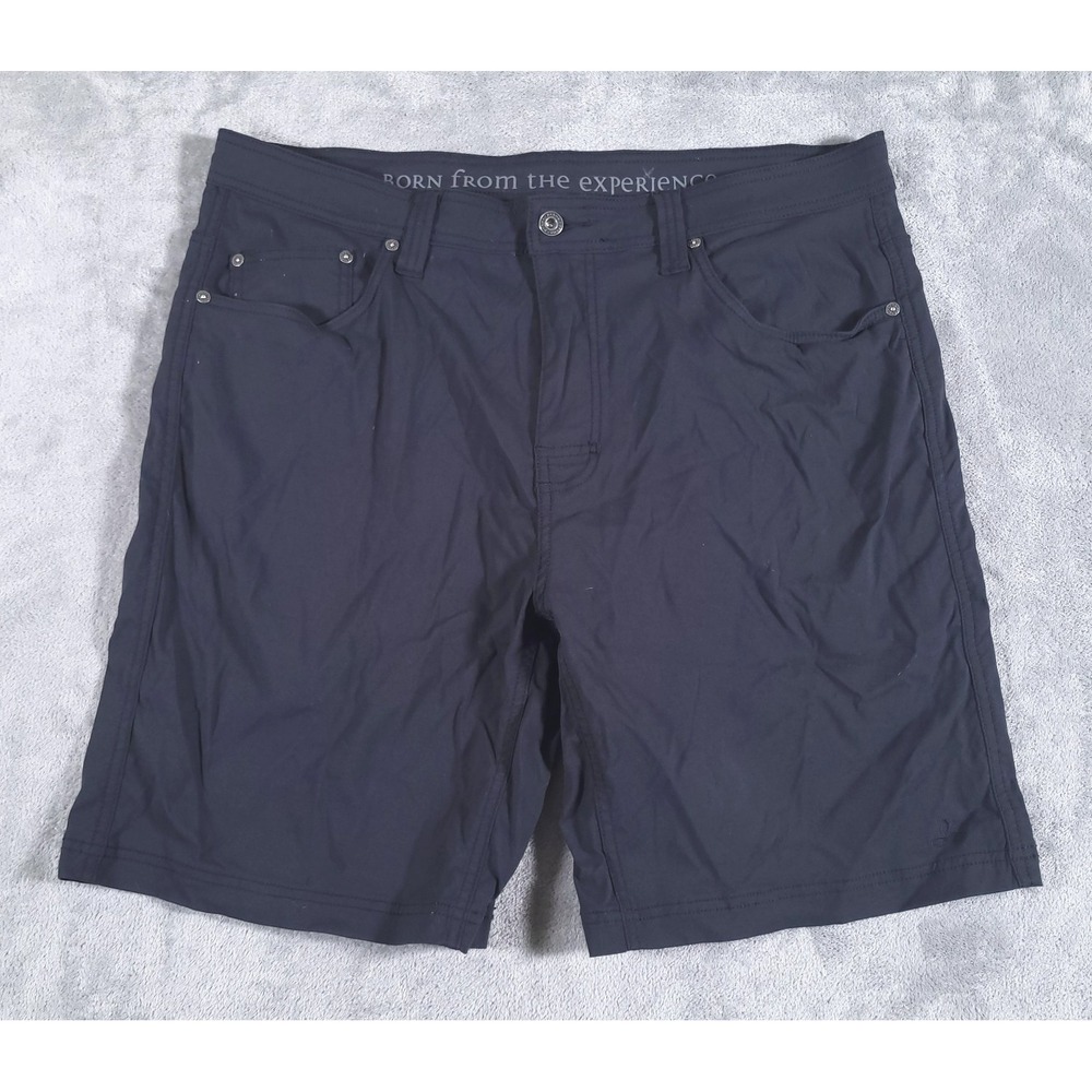 prAna Shorts Mens 38 Black Brion II Stretch Hiking Outdoor Travel Pockets‎ 9"
